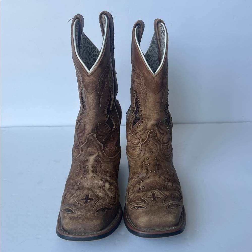 Laredo Tan Spellbound Broad Square Toe Boots For … - image 2